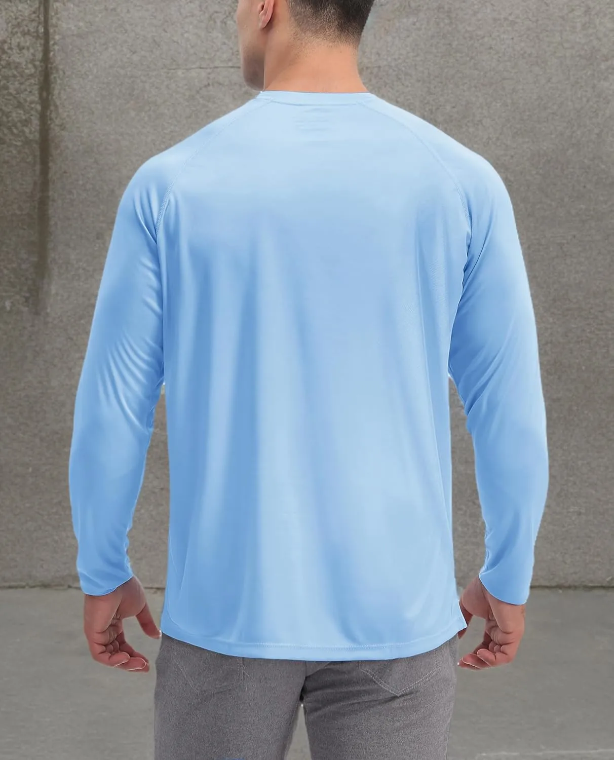 KEFITEVD Men's UV Sun Protection UPF 50  Shirts Long Sleeve Rash Guard Workout Quick Dry Shirt for Hiking Fishing Swimming