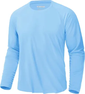 KEFITEVD Men's UV Sun Protection UPF 50  Shirts Long Sleeve Rash Guard Workout Quick Dry Shirt for Hiking Fishing Swimming
