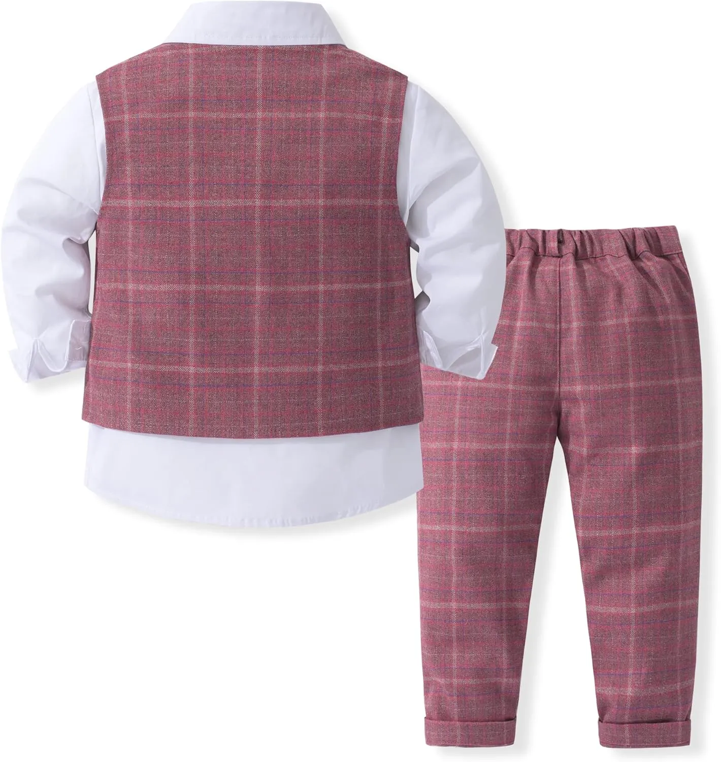 Kimocat Boys 3Pcs Clothing Sets Elegant Long Sleeve Shirts   Vest with Flower Pants Party Suit