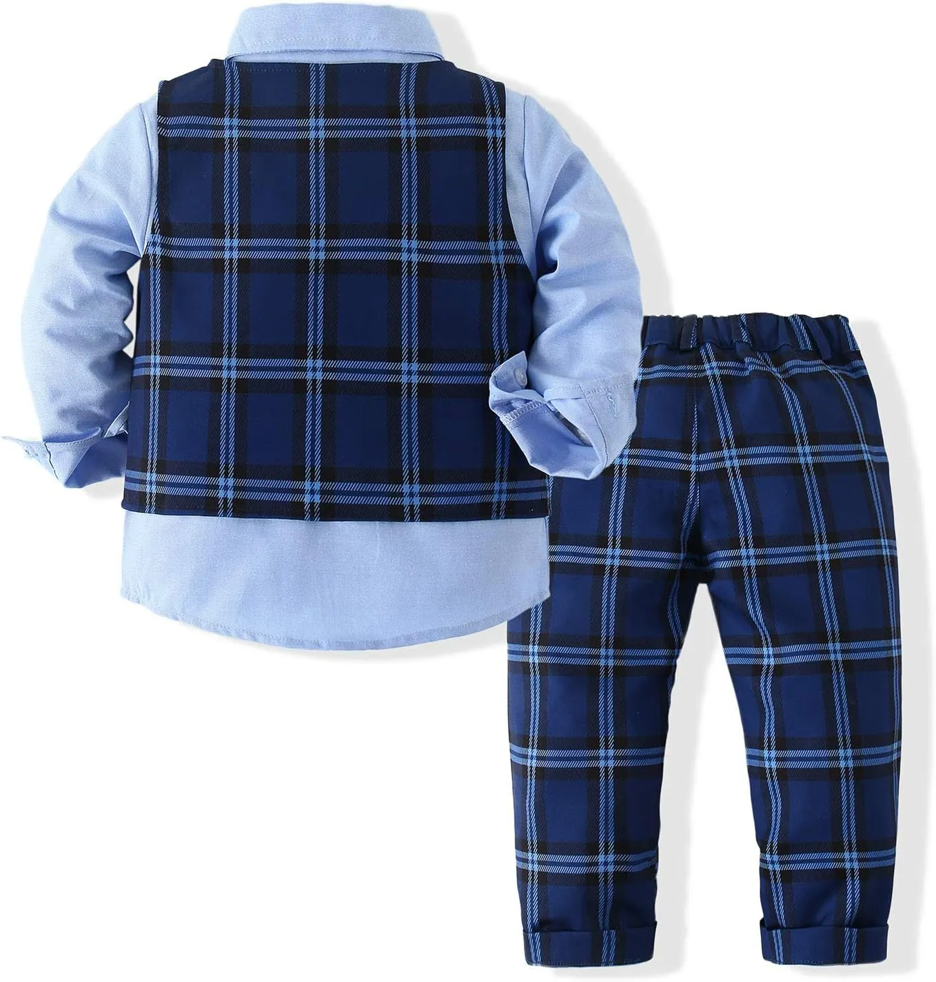 Kimocat Boys 3Pcs Clothing Sets Elegant Long Sleeve Shirts   Vest with Flower Pants Party Suit