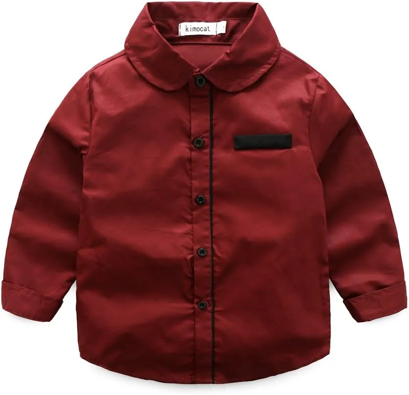Kimocat Boys 3Pcs Clothing Sets Elegant Long Sleeve Shirts   Vest with Flower Pants Party Suit