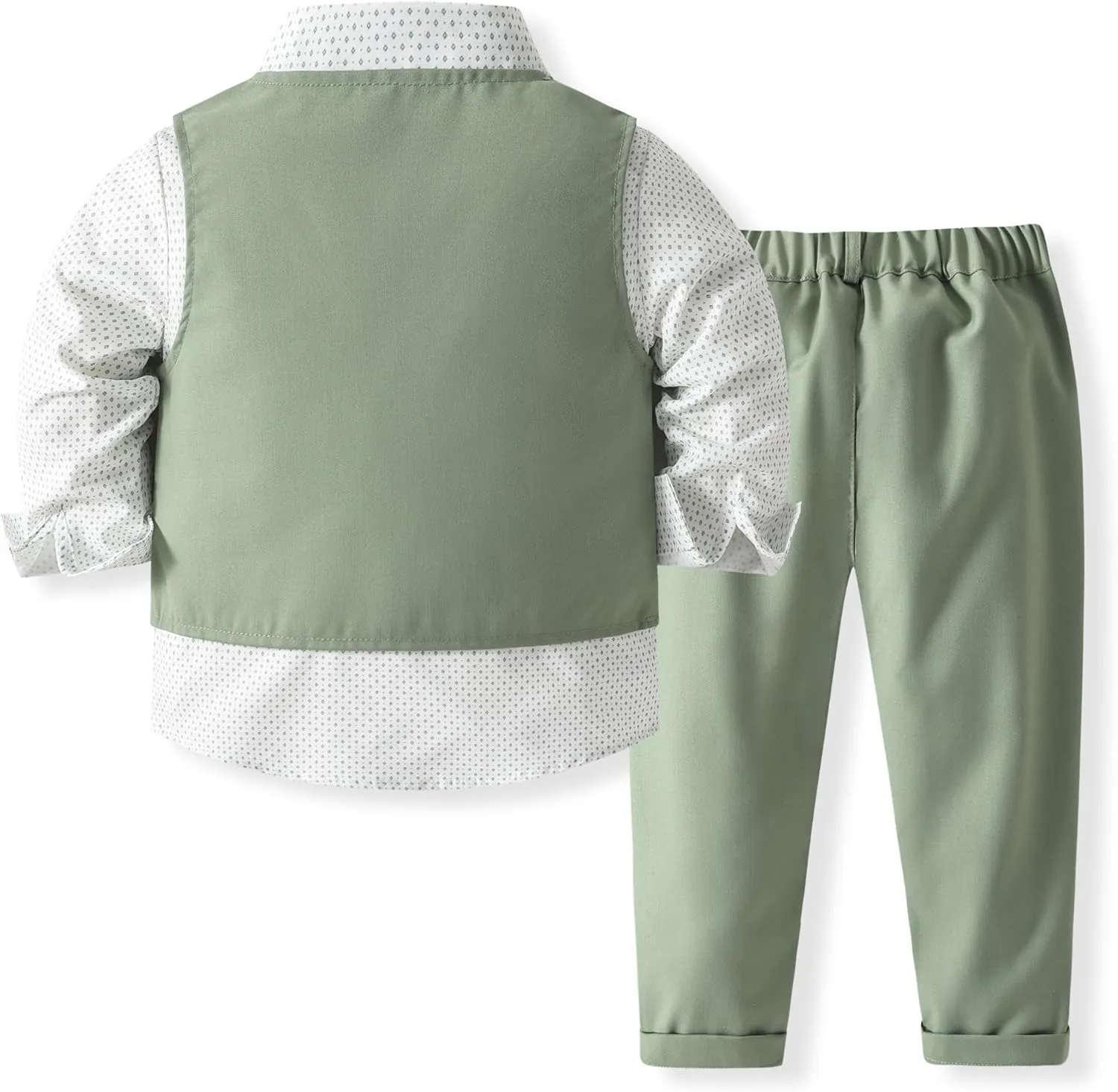 Kimocat Boys 3Pcs Clothing Sets Elegant Long Sleeve Shirts   Vest with Flower Pants Party Suit