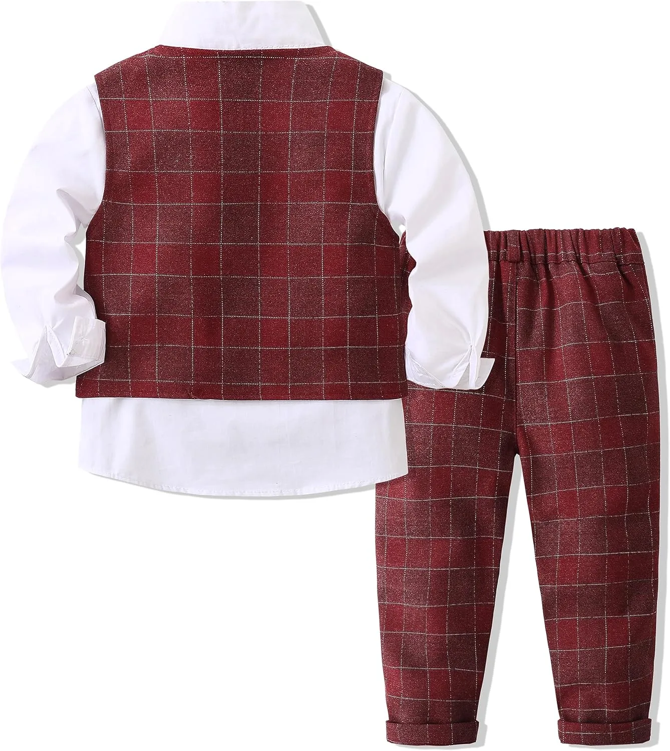 Kimocat Boys 3Pcs Clothing Sets Elegant Long Sleeve Shirts   Vest with Flower Pants Party Suit