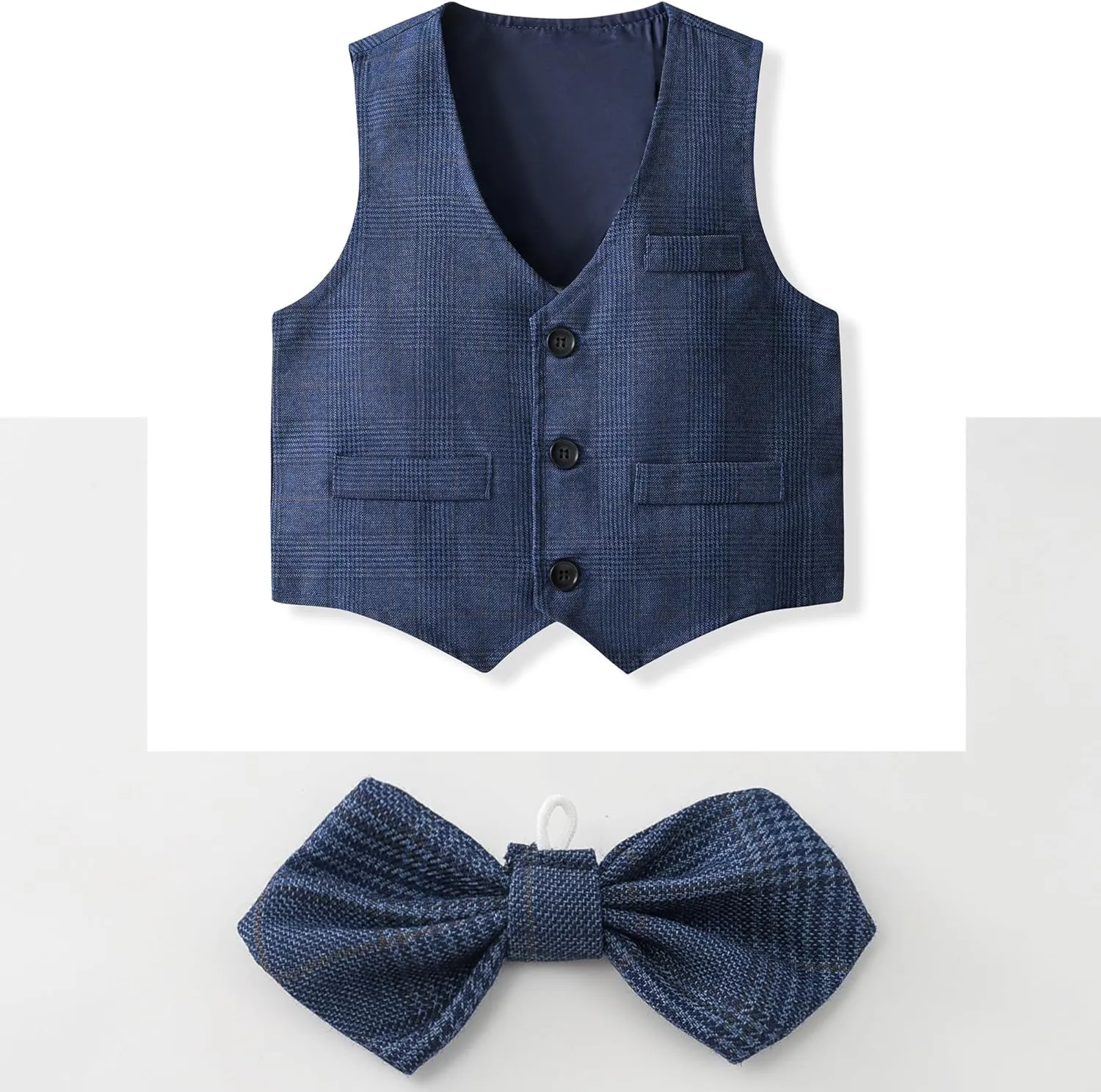 Kimocat Boys 3Pcs Clothing Sets Elegant Long Sleeve Shirts   Vest with Flower Pants Party Suit