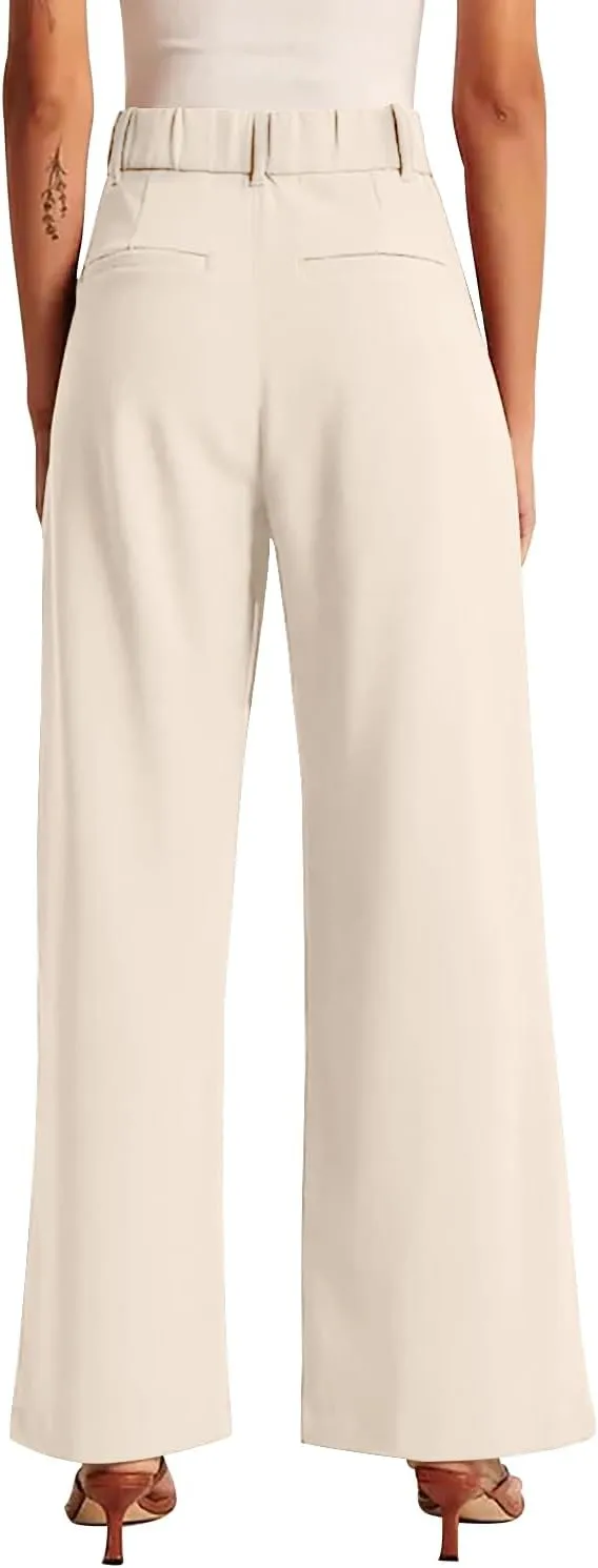 KUNMI Women's Wide Leg Pants Work Business Casual Loose High Waisted Dress Palazzo Flowy Trousers