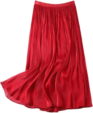 Ladies Emperament Long Skirt Solid Color All-Match A-Line Skirts Streetwear