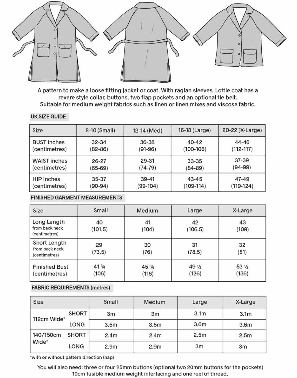 Lottie Coat Sewing Pattern, Sewgirl