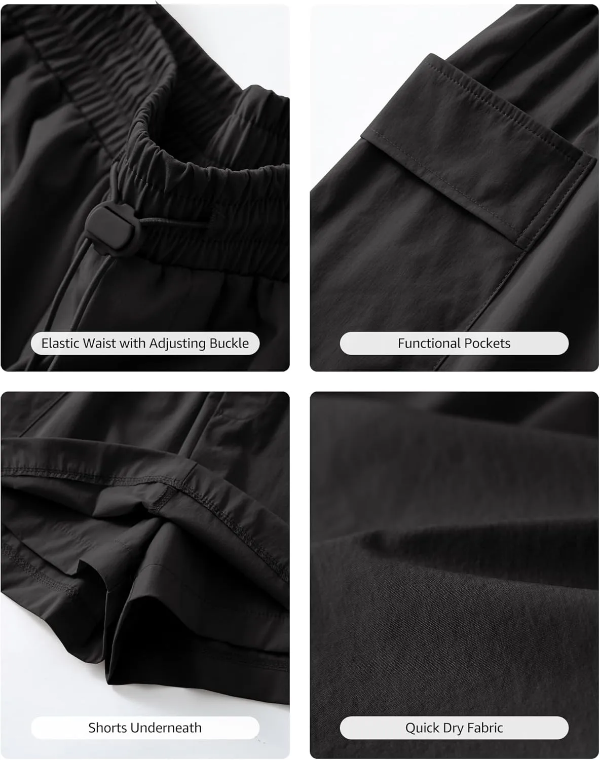 luvamia Skorts for Woman High Waisted Pull On Elastic Waist Cargo Pockets Quick Dry Hiking Tennis Sports Skirt Shorts