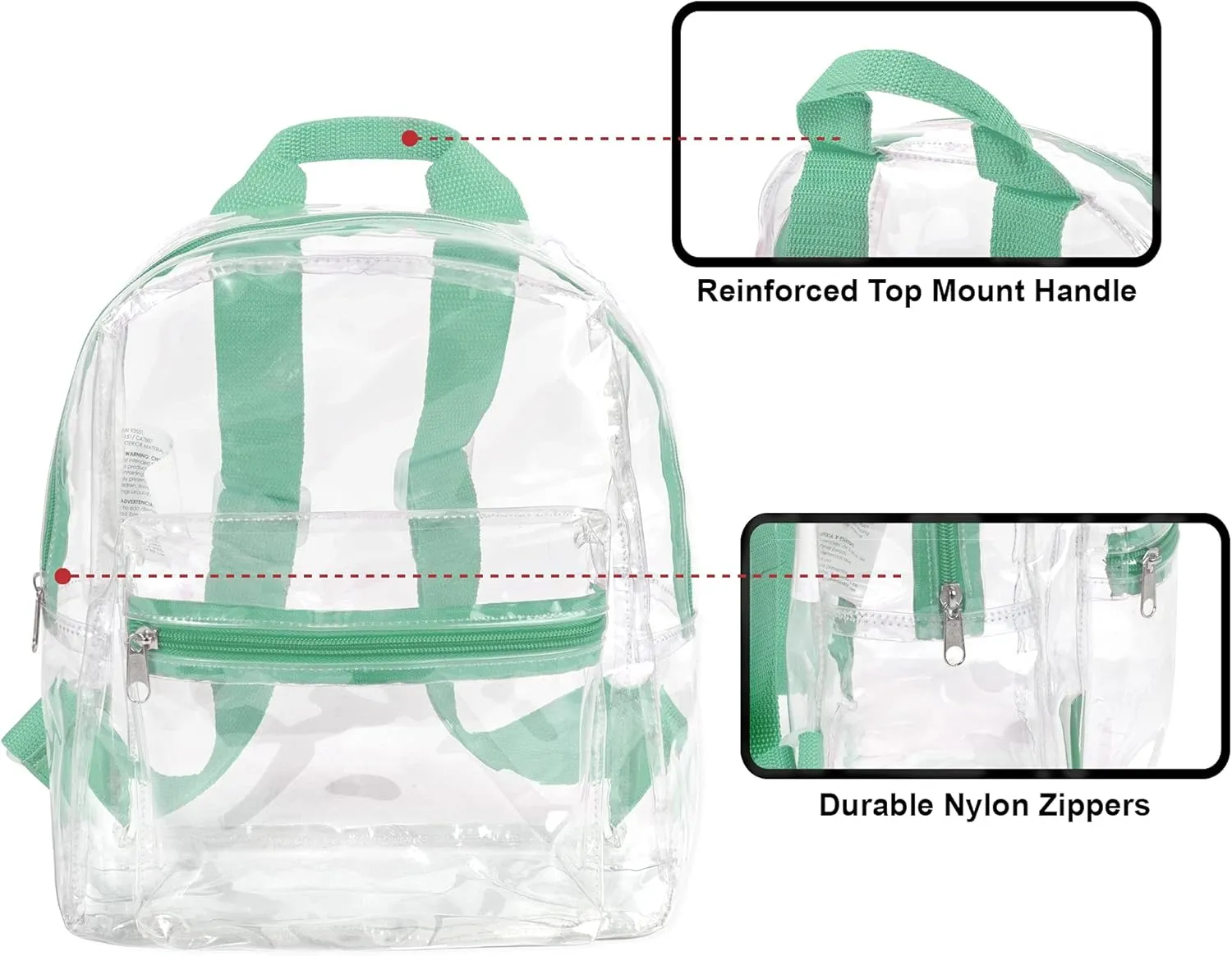 MADISON & DAKOTA Clear Mini Backpacks for Beach, Travel - Stadium Approved Bag with Adjustable Straps