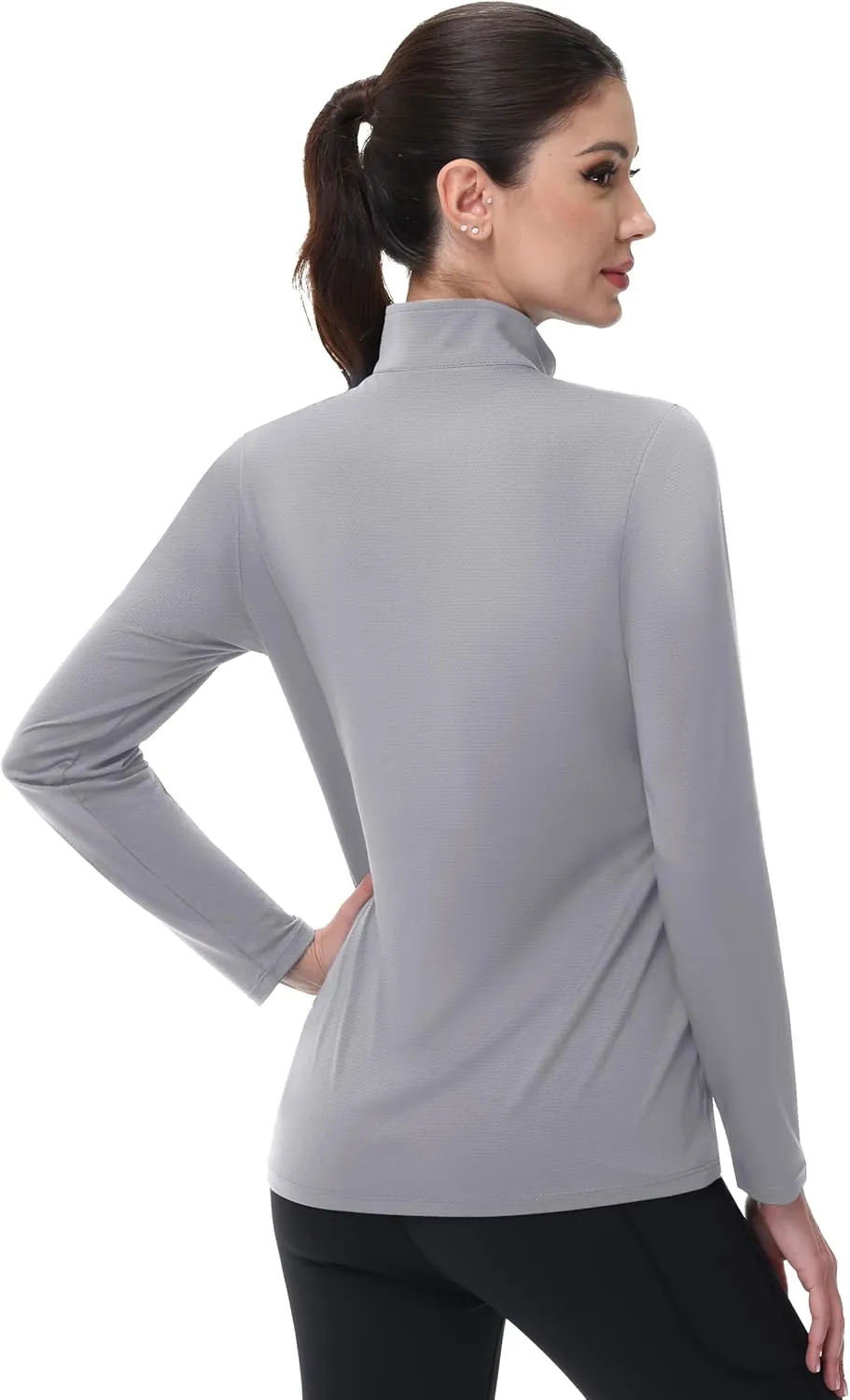 MAGCOMSEN Women's 1/4 Zip Long Sleeve Rash Guard Shirts UPF 50 Quarter Zip Pullover Quick Dry Hiking Workout Tops