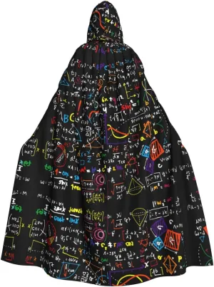 Math Formula Print Variety Hooded Cloak For Halloween Carnival Cosplay And Themed Parties Cloak