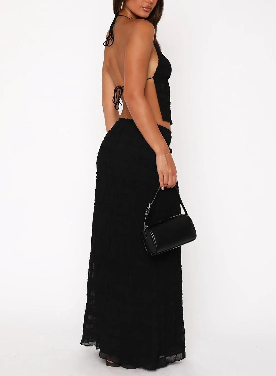 Maxi Skirt Sets for Women 2 Piece Sexy Long Skirt and Halter Tank Top Set Two Piece Going Out Set Vacation Outfits