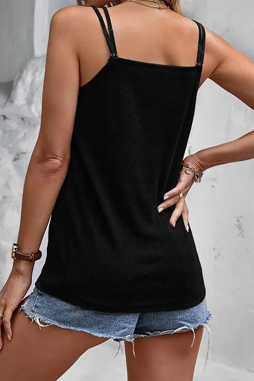 Melliflo Womens Embroidered Boho Tank Tops Spaghetti Strap Sleeveless V Neck Mexican Shirts Cami