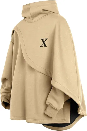 Men's Fashion Poncho Cape Cloak Hoodie Techwear Sweatshirts Unisex Lightweight Patchwork Hip Hop Casual Pullover