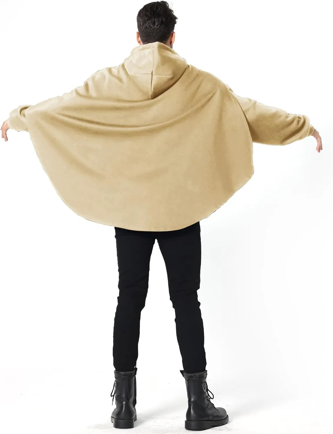 Men's Fashion Poncho Cape Cloak Hoodie Techwear Sweatshirts Unisex Lightweight Patchwork Hip Hop Casual Pullover