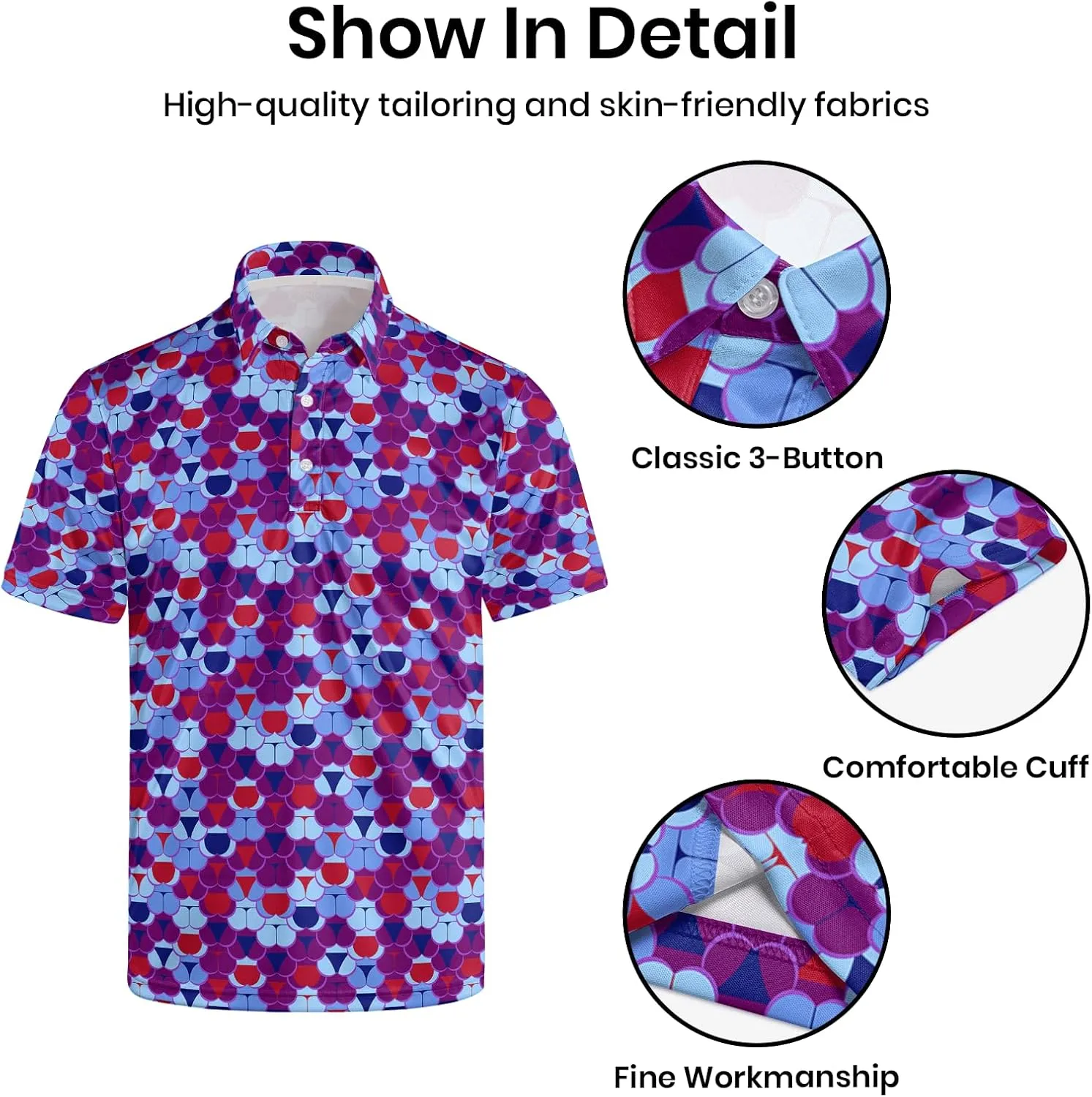 Men's Funny Golf Polo Shirts Quick-Dry Moisture Wicking Humorous Print Short Sleeve Shirt for Golf, Work & Summer