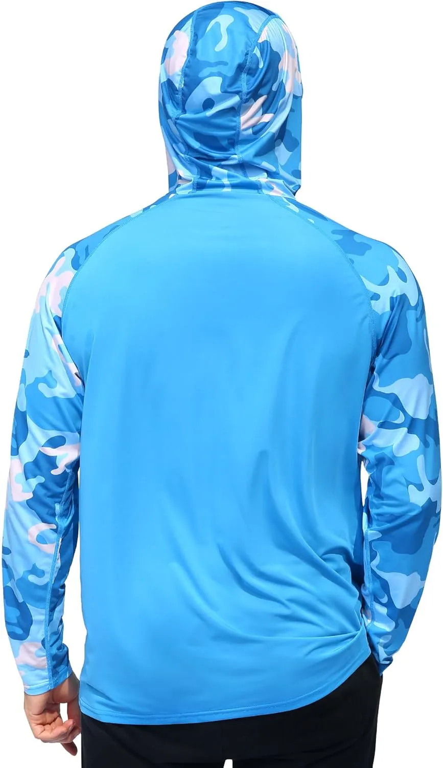 Men's Sun Protection Hoodie Shirts UPF 50  Long Sleeve SPF UV Rash Guard Fishing Hiking Lightweight