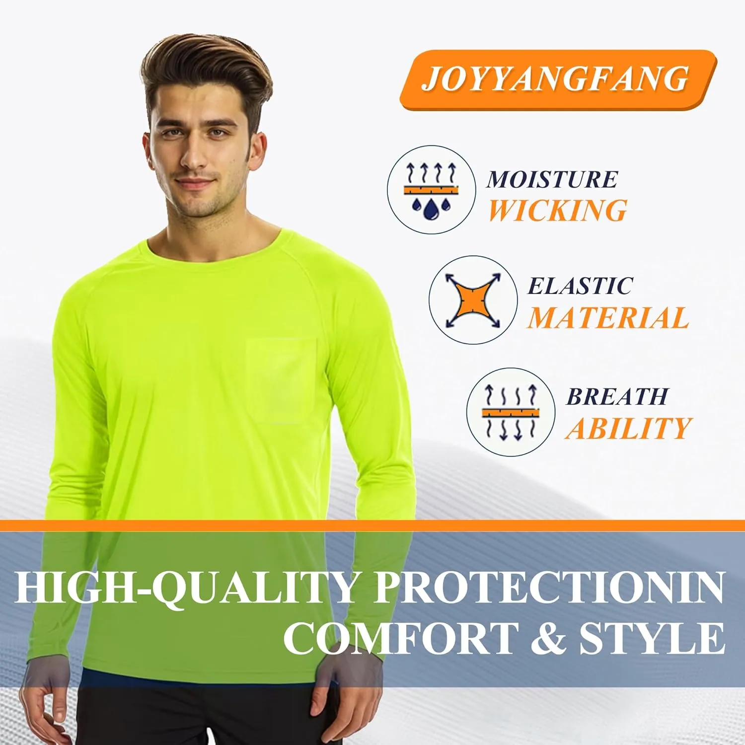 Men's Sun Protection Shirts Long Sleeve Running Workout Athletic Gym Shirt