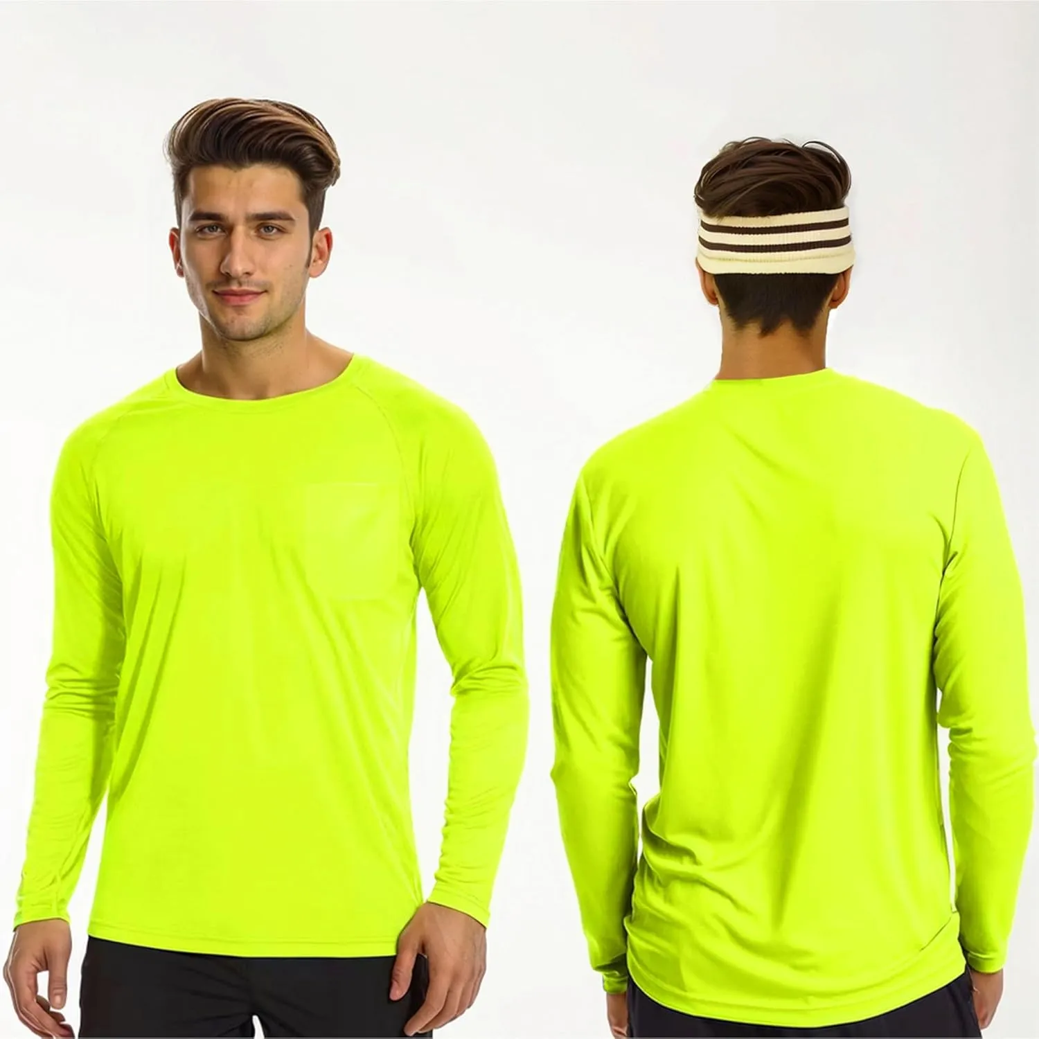 Men's Sun Protection Shirts Long Sleeve Running Workout Athletic Gym Shirt