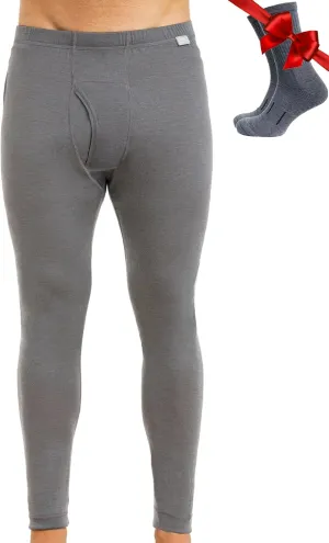 Merino Wool Base Layer Mens Bottom Pants 100% Merino Wool Heavyweight, Midweight, Lite Thermal Underwear Long Johns and Socks