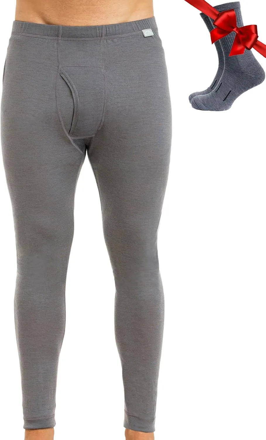 Merino Wool Base Layer Mens Bottom Pants 100% Merino Wool Heavyweight, Midweight, Lite Thermal Underwear Long Johns and Socks