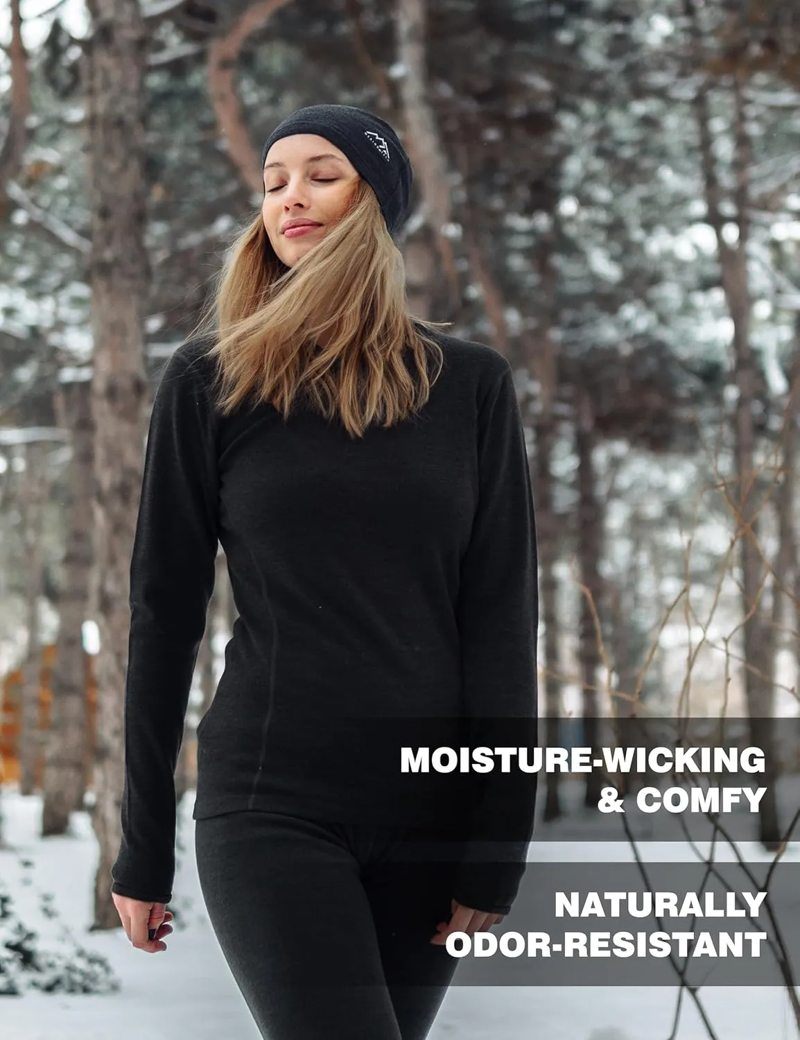 Merino.tech Merino Wool Base Layer Women - 100% Merino Wool Heavyweight, Midweight, Lite Long Sleeve Thermal Shirt and Socks