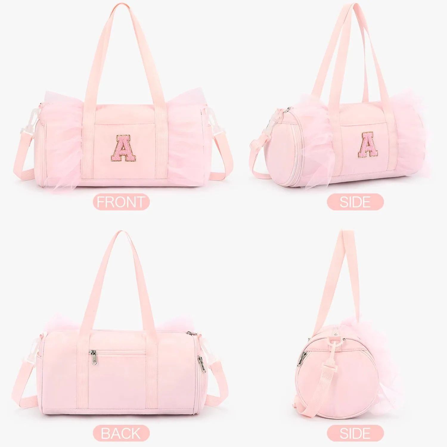 mibasies Dance Bag for Girls 4-6: Kids Duffle Bag - Ballet Bags for Girls 4-6 - Personalized Letter Girls Gifts Pink L