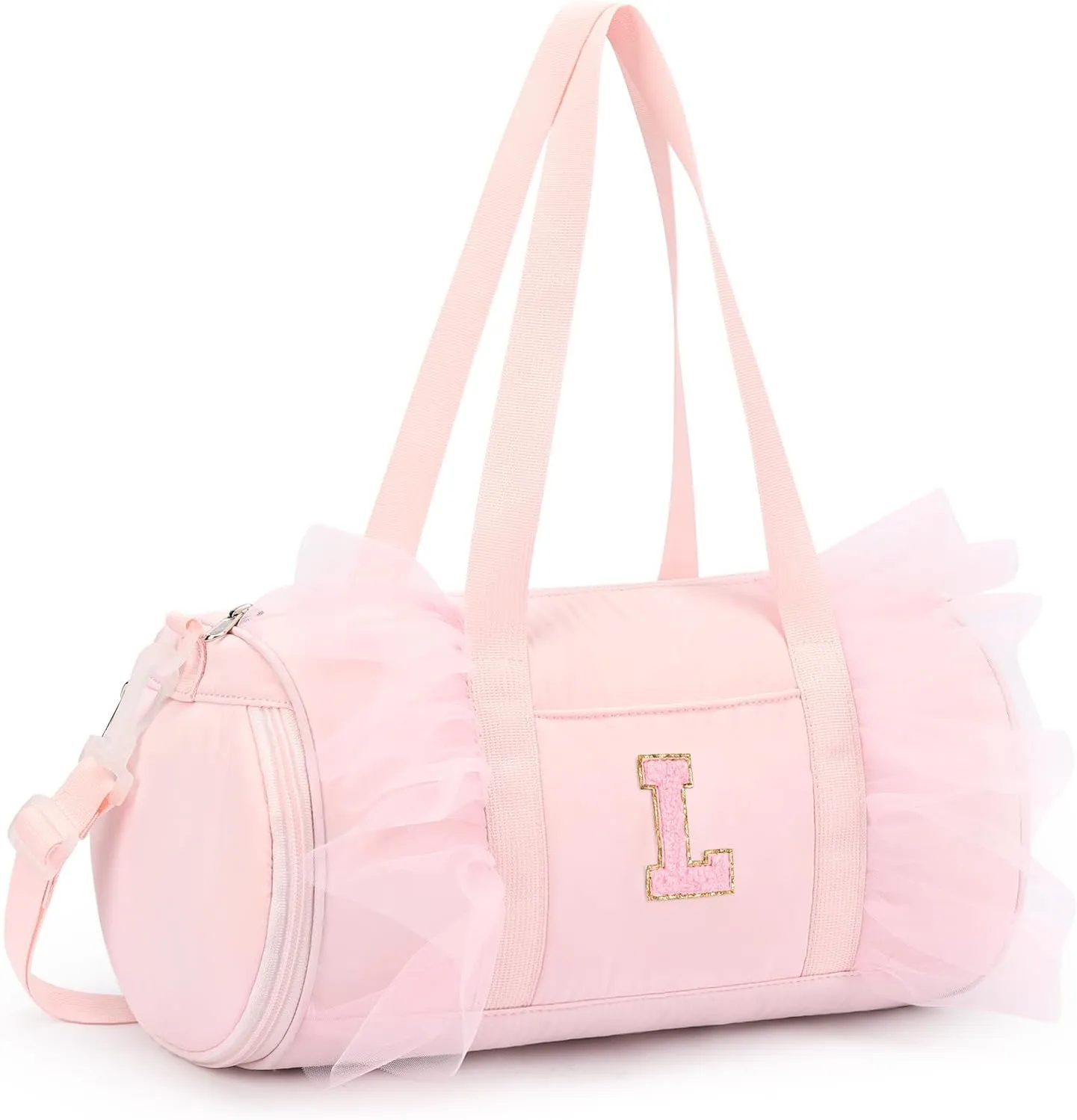 mibasies Dance Bag for Girls 4-6: Kids Duffle Bag - Ballet Bags for Girls 4-6 - Personalized Letter Girls Gifts Pink L