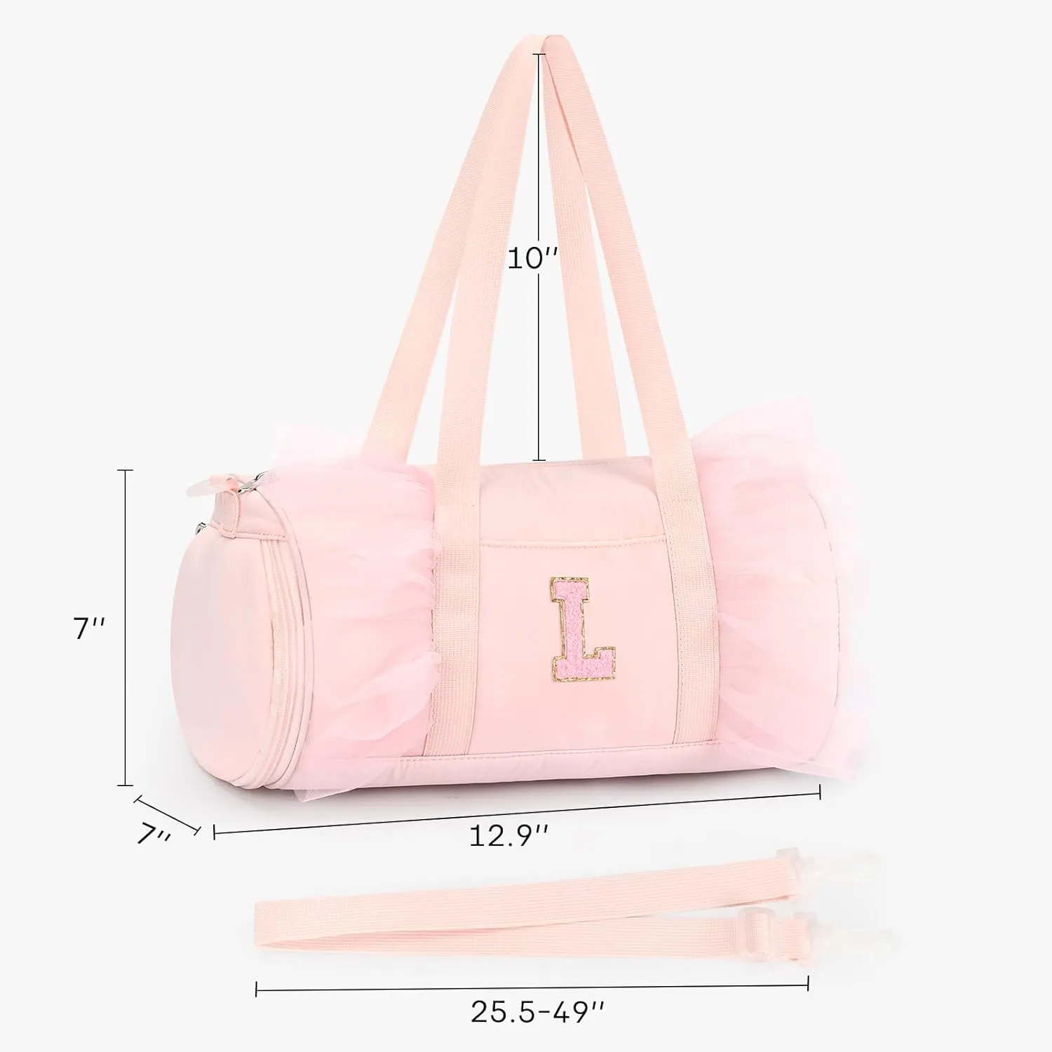 mibasies Dance Bag for Girls 4-6: Kids Duffle Bag - Ballet Bags for Girls 4-6 - Personalized Letter Girls Gifts Pink L