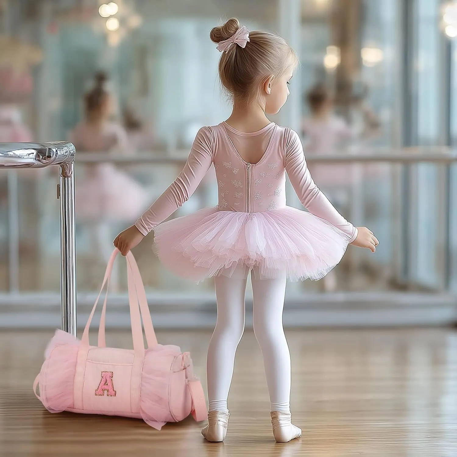 mibasies Dance Bag for Girls 4-6: Kids Duffle Bag - Ballet Bags for Girls 4-6 - Personalized Letter Girls Gifts Pink L