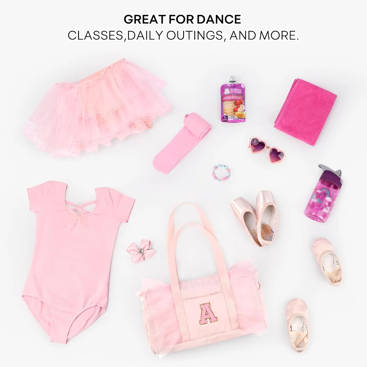 mibasies Dance Bag for Girls 4-6: Kids Duffle Bag - Ballet Bags for Girls 4-6 - Personalized Letter Girls Gifts Pink L