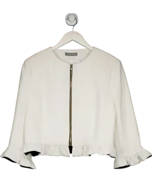 Michaela Louisa White Ruffle Hem Bolero Jacket UK 14