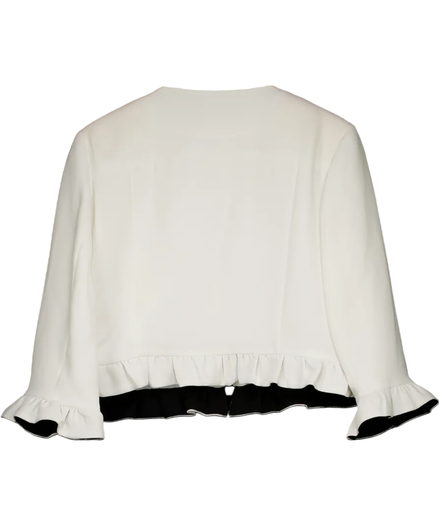 Michaela Louisa White Ruffle Hem Bolero Jacket UK 14