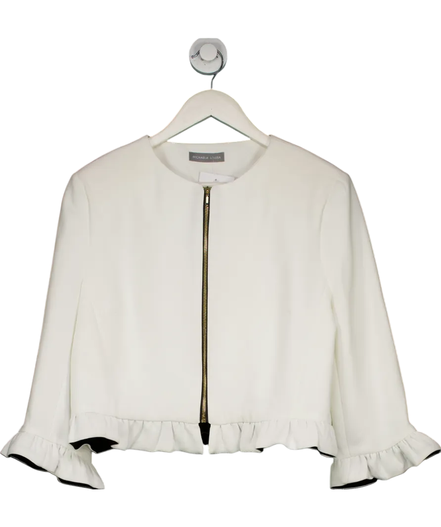 Michaela Louisa White Ruffle Hem Bolero Jacket UK 14