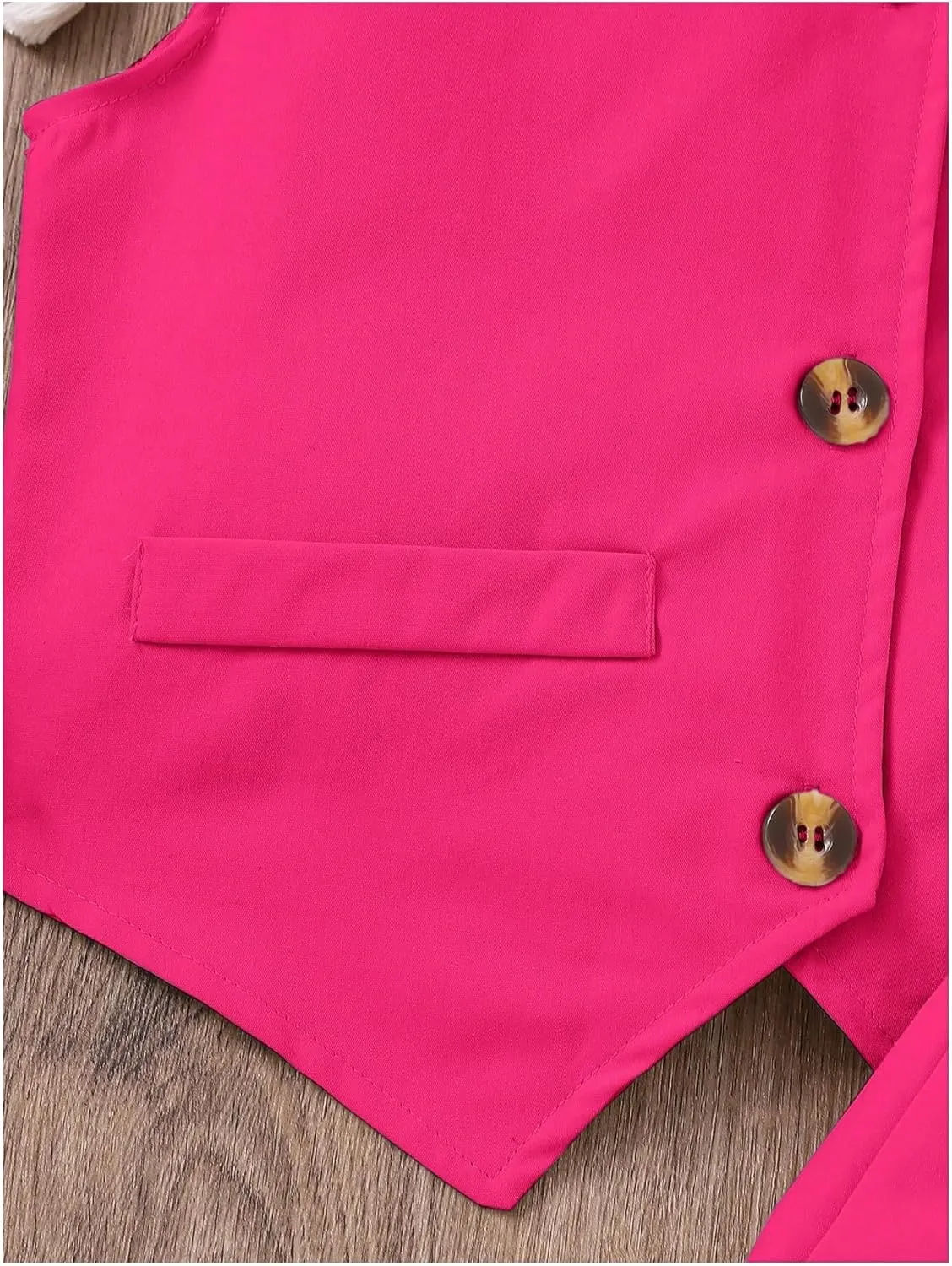 Milumia Girl's 2 Piece Outfits Button Front Blazer Vest and Pleated Skirt Set