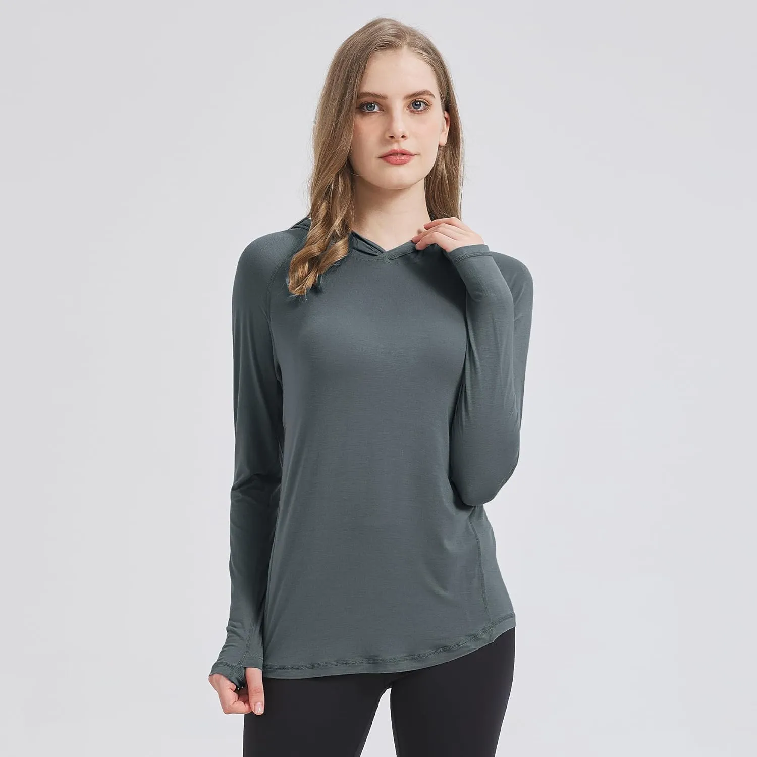 netdraw Women's Ultra-Soft Bamboo Viscose Hoodie UPF 50  Sun Protection Long Sleeve Shirt