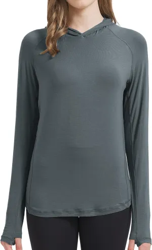netdraw Women's Ultra-Soft Bamboo Viscose Hoodie UPF 50  Sun Protection Long Sleeve Shirt