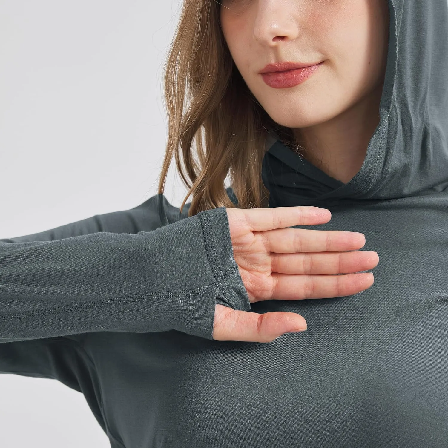 netdraw Women's Ultra-Soft Bamboo Viscose Hoodie UPF 50  Sun Protection Long Sleeve Shirt