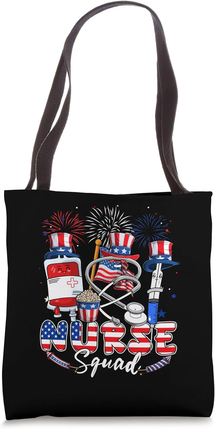 Nurse Squad Funny Tools 4th Of July Job Team Patriotic Tote Bag