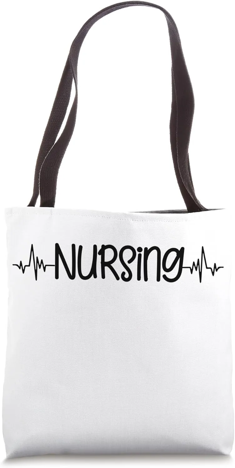 Nursing EKG Heartbeat Pulse Hospital Medical Doctor Nurse Tote Bag