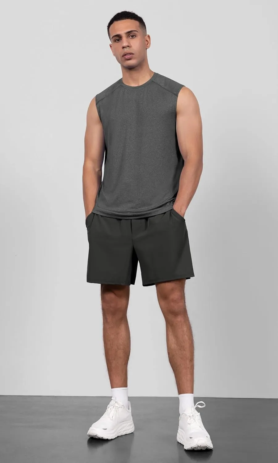 ODODOS Men's Quick Dry Athletic Tank Tops UPF 50  Sun Protection SPF Workout Sleeveless Muscle Shirts