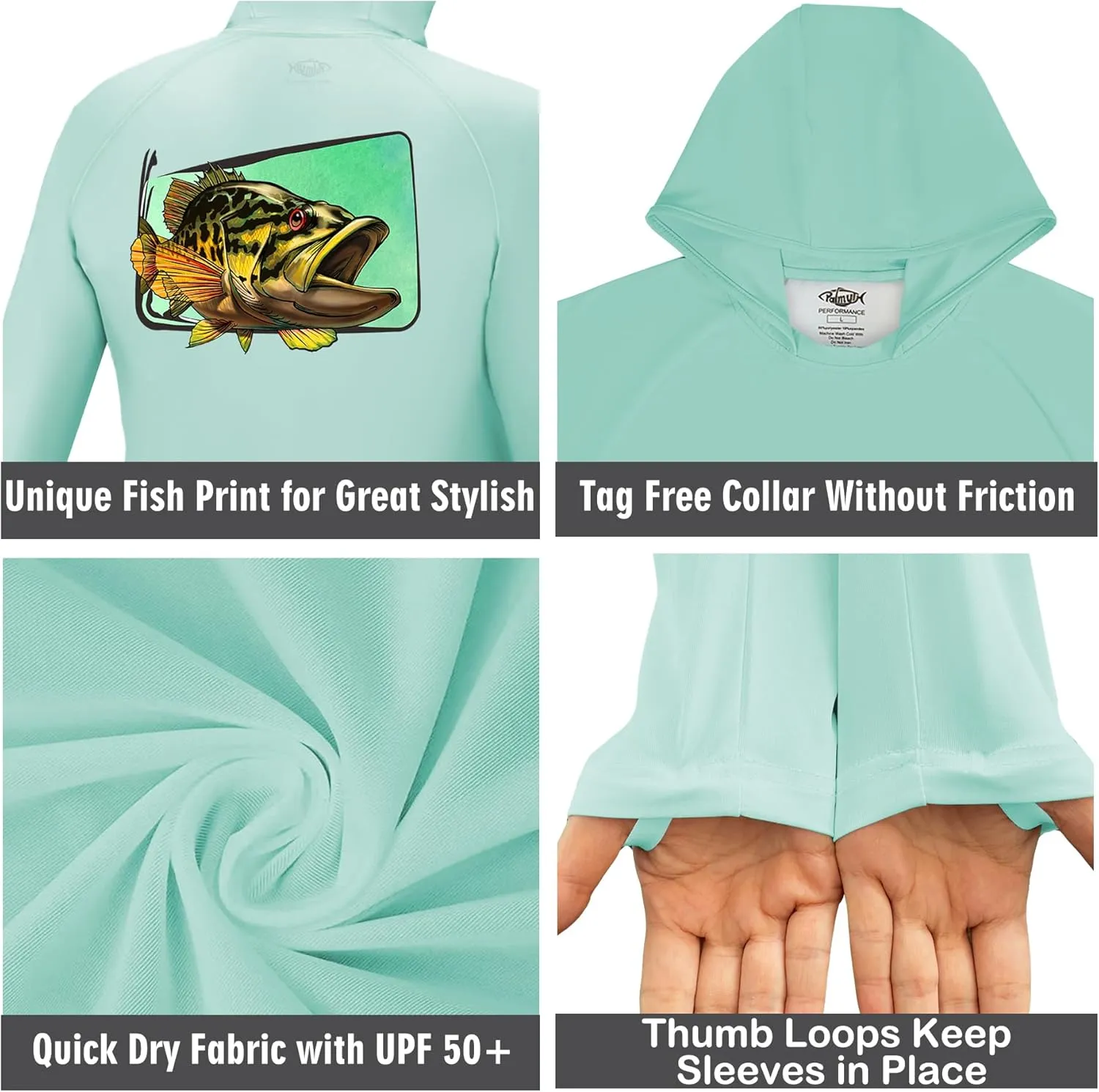 Palmyth Boys Fishing Shirt Youth Hoodie UPF 50  Sun Protection Long Sleeve