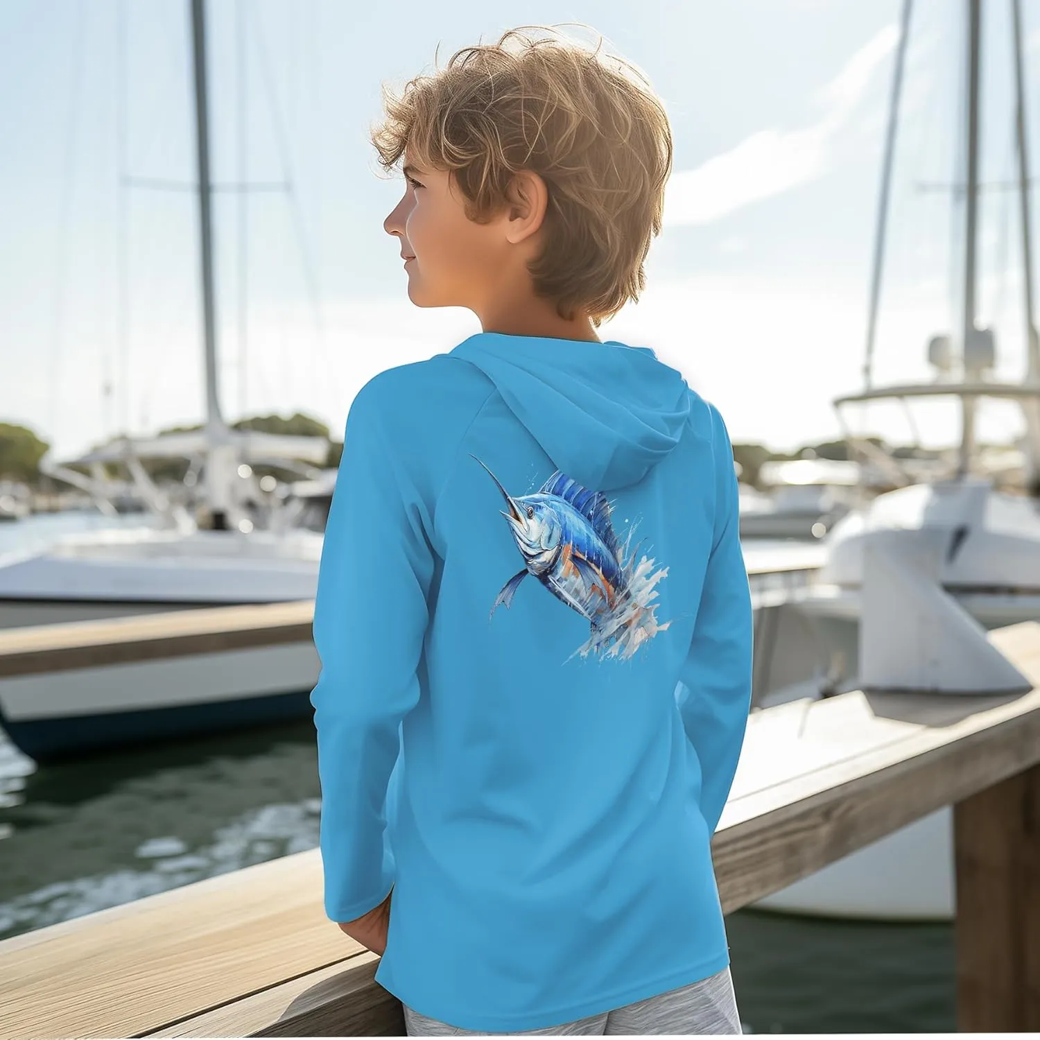 Palmyth Boys Fishing Shirt Youth Hoodie UPF 50  Sun Protection Long Sleeve