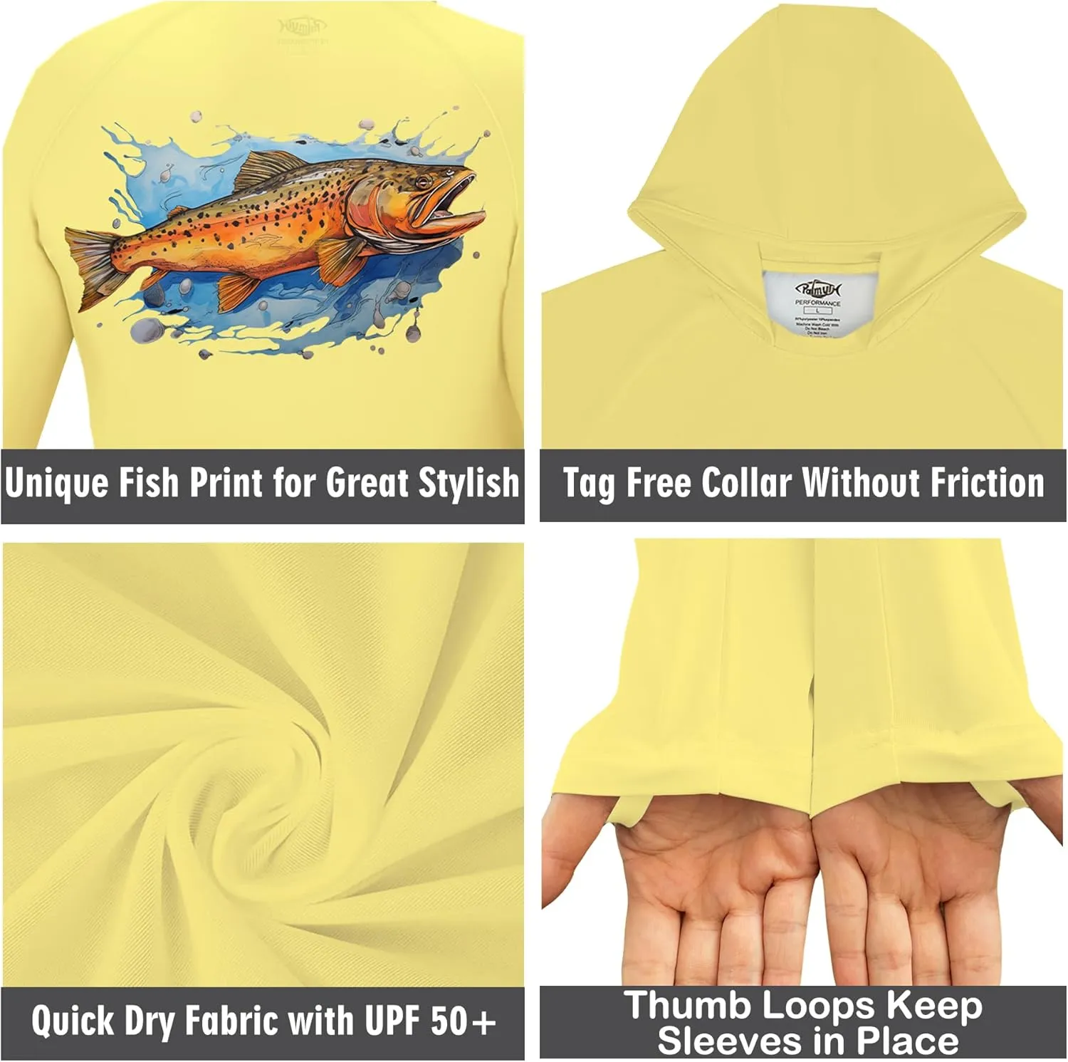 Palmyth Boys Fishing Shirt Youth Hoodie UPF 50  Sun Protection Long Sleeve