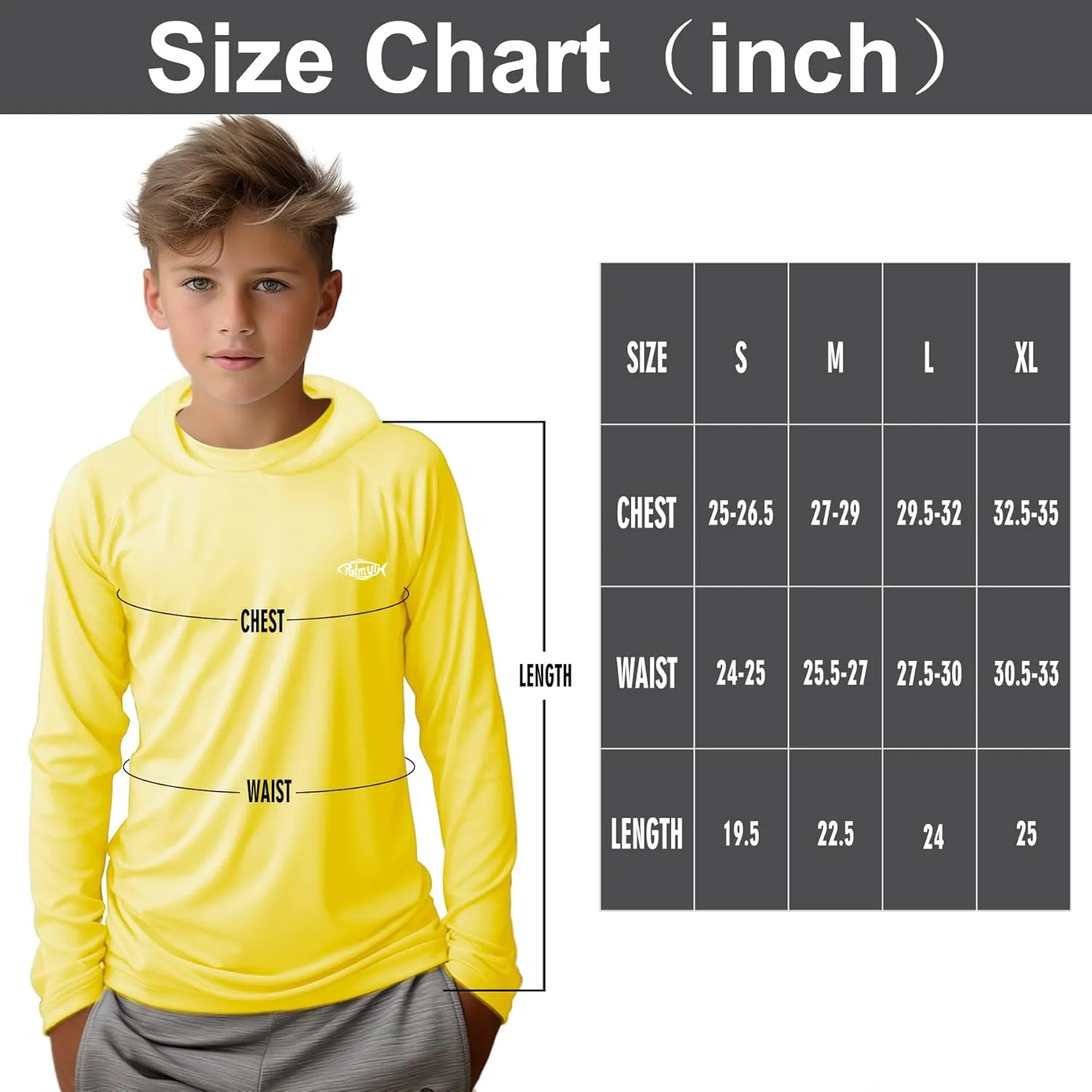 Palmyth Boys Fishing Shirt Youth Hoodie UPF 50  Sun Protection Long Sleeve
