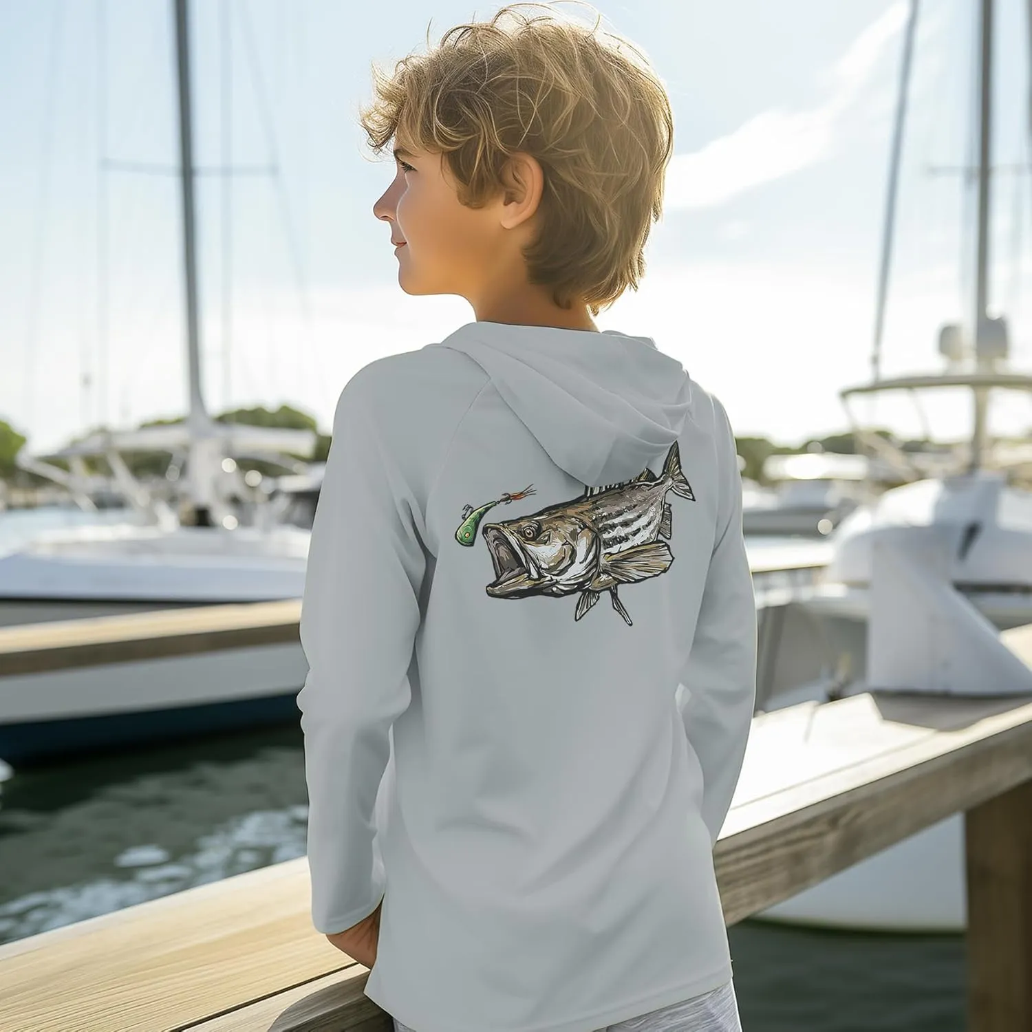 Palmyth Boys Fishing Shirt Youth Hoodie UPF 50  Sun Protection Long Sleeve