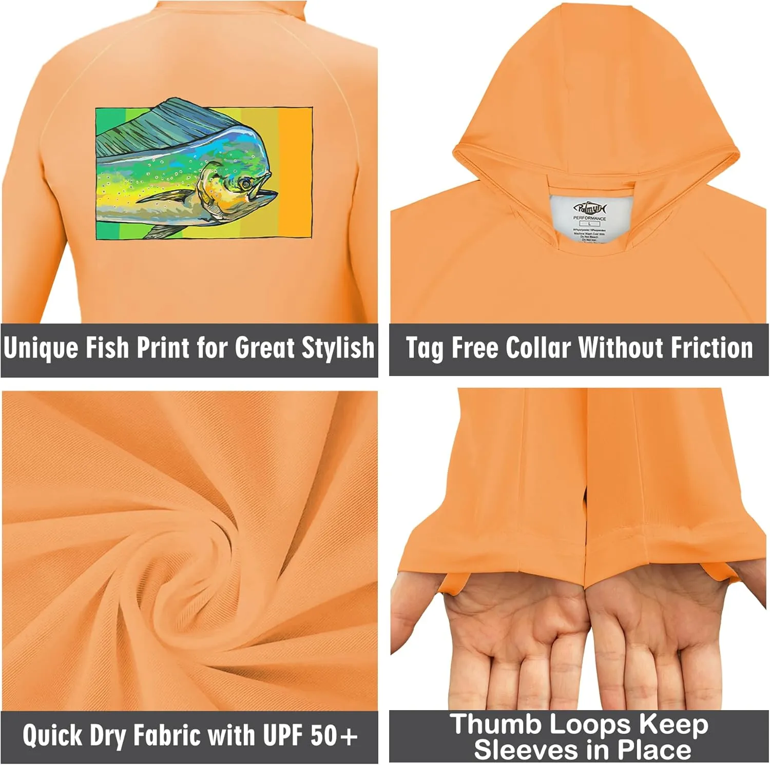 Palmyth Boys Fishing Shirt Youth Hoodie UPF 50  Sun Protection Long Sleeve