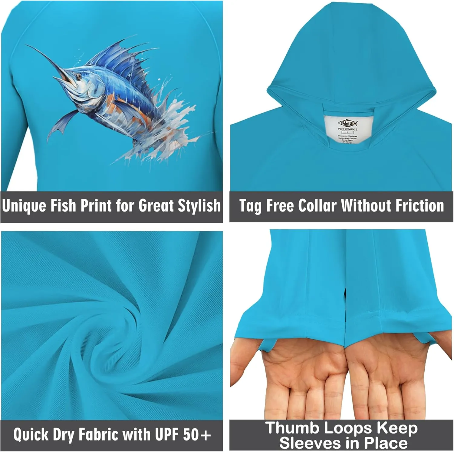 Palmyth Boys Fishing Shirt Youth Hoodie UPF 50  Sun Protection Long Sleeve