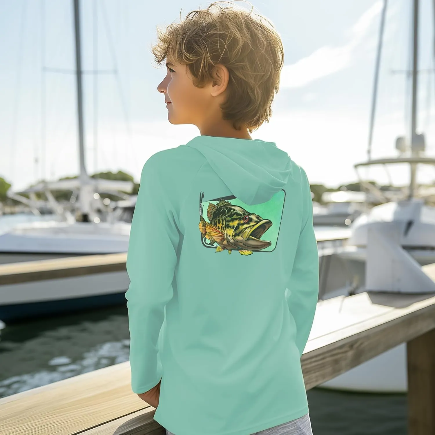Palmyth Boys Fishing Shirt Youth Hoodie UPF 50  Sun Protection Long Sleeve