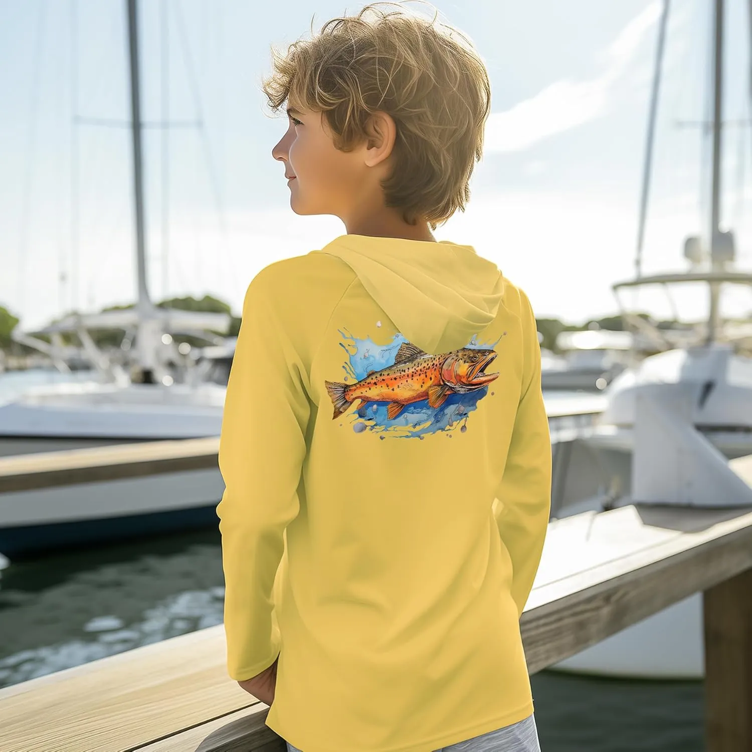 Palmyth Boys Fishing Shirt Youth Hoodie UPF 50  Sun Protection Long Sleeve
